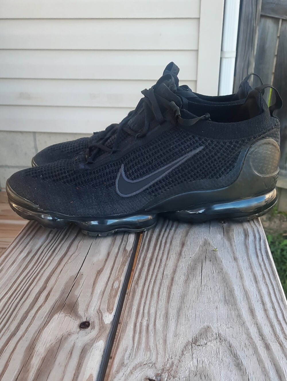 Nike Vapormax Flyknit 2021 Mens Black Running Shoes Size 13
